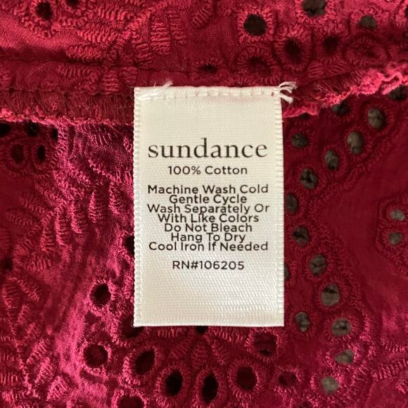 Sundance Size XS Red Eyelet Button Front Top Shirt - Picture 4 of 4